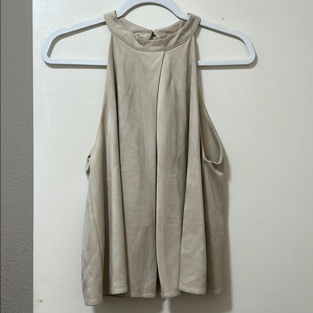 Suede High Neck Tank